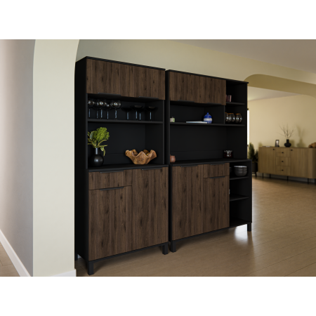 Bufet 80 cm MEGI kredens orzech okapi / czarny